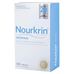 Nourkrin Woman tablets bottle for natural hair growth support and thinning hair care