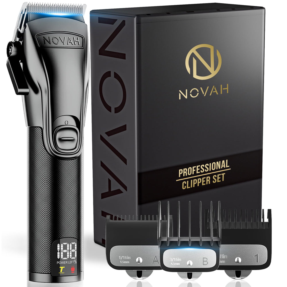 Novah Grooming clippers front view shows professional cordless design for all-day use