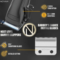 Novah Grooming clippers side view highlights ergonomic grip for precise control