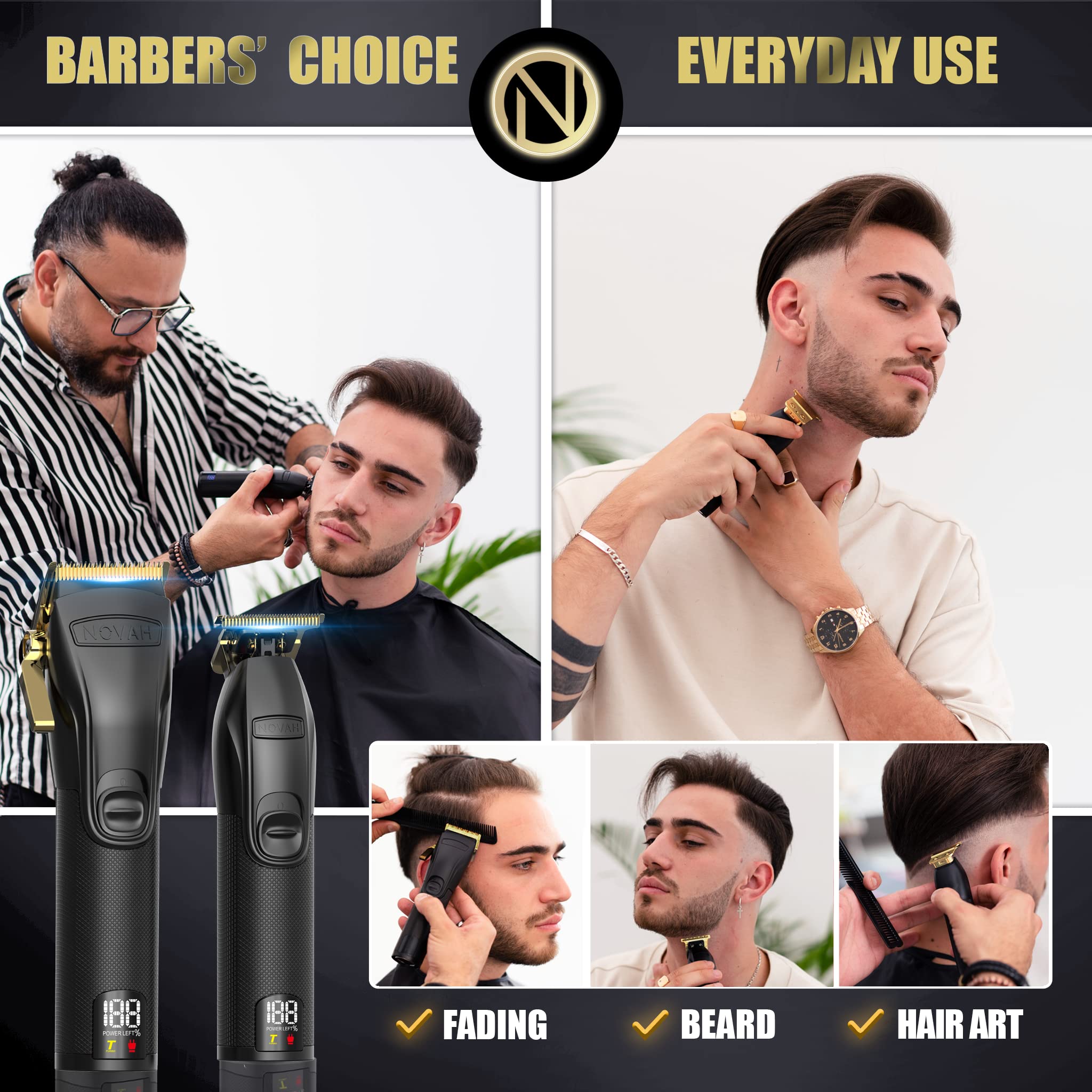 Novah Grooming guards 6-pack demonstrate versatile length selections for consistent fades.