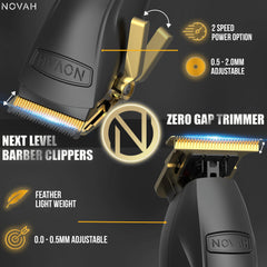 Novah Grooming LED display closeup shows quick speed and power status during sessions.