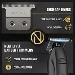 NOVAH Grooming trimmer LED display shows speed and power for precise fades.