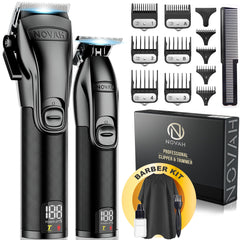Novah Grooming professional hair clippers in use with six guards for precise fades.