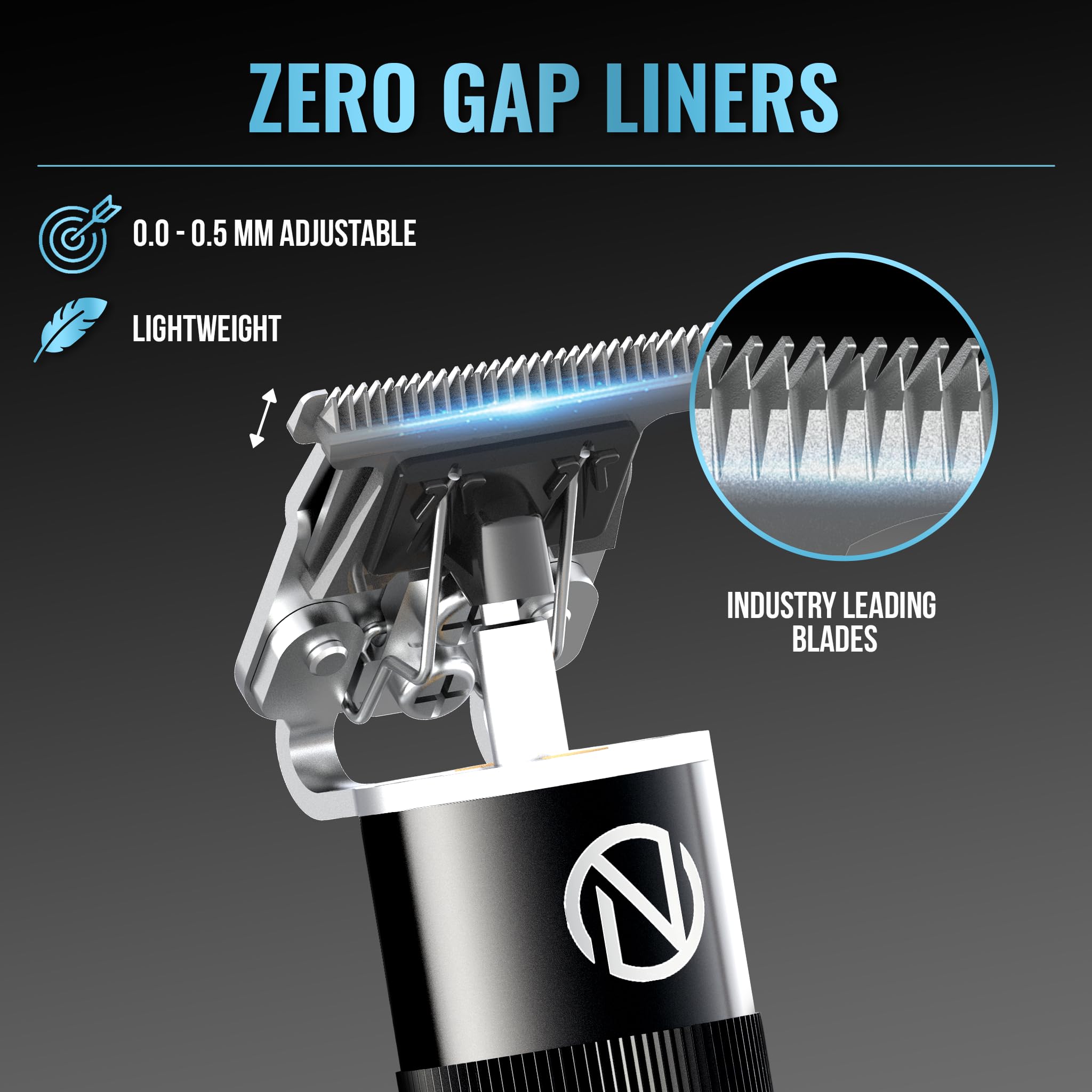 NOVAH Grooming precise fade lever close-up for easy fading and blending.