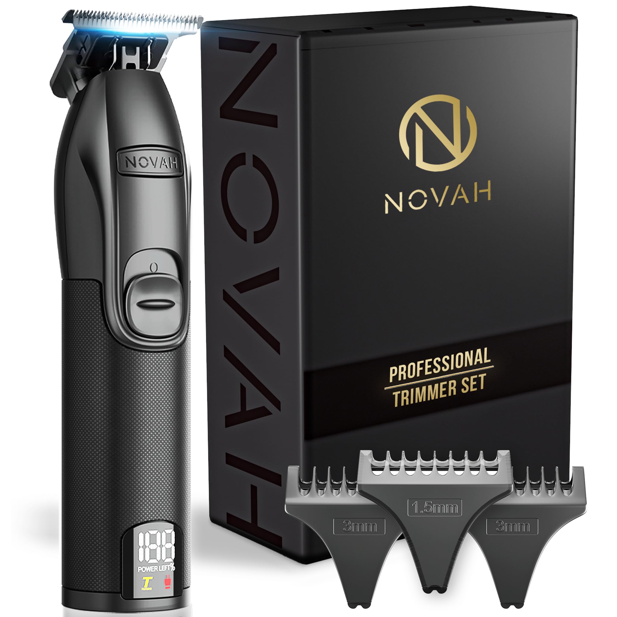 NOVAH Grooming professional hair trimmer with metal unibody provides premium grip and durability.
