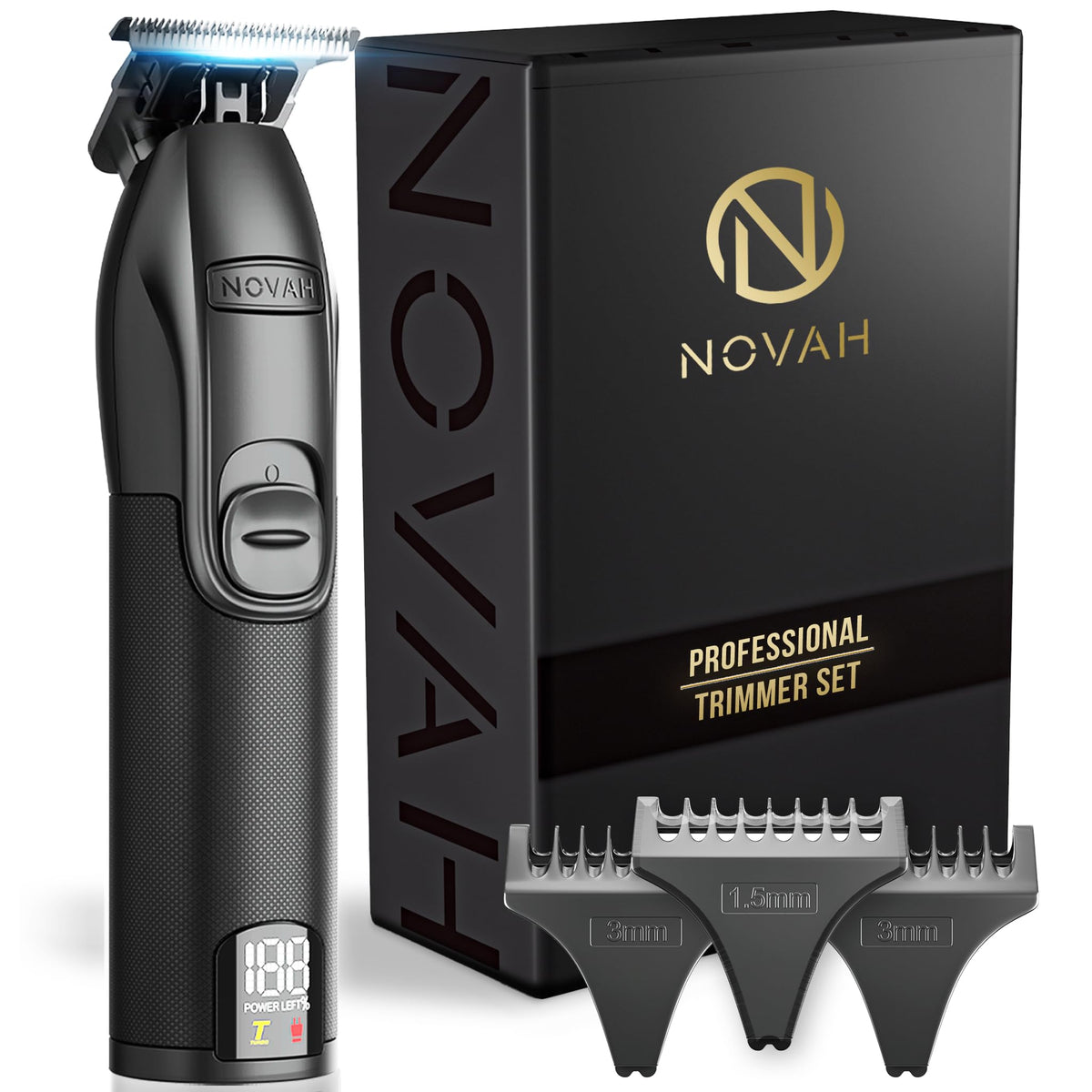 NOVAH Grooming professional hair trimmer with metal unibody provides premium grip and durability.