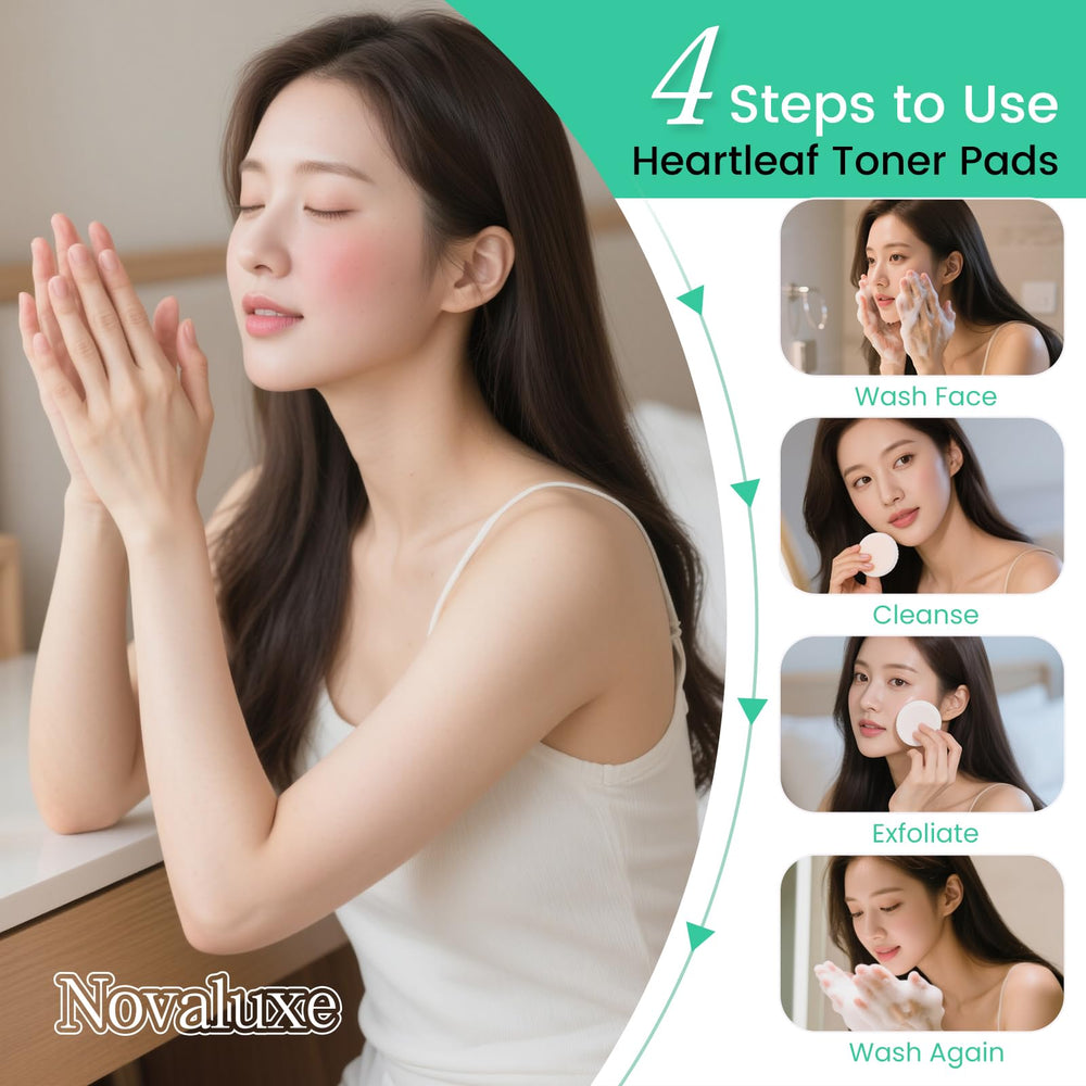 Novaluxe toner pads create fine bubbles that lift makeup and oil during cleansing
