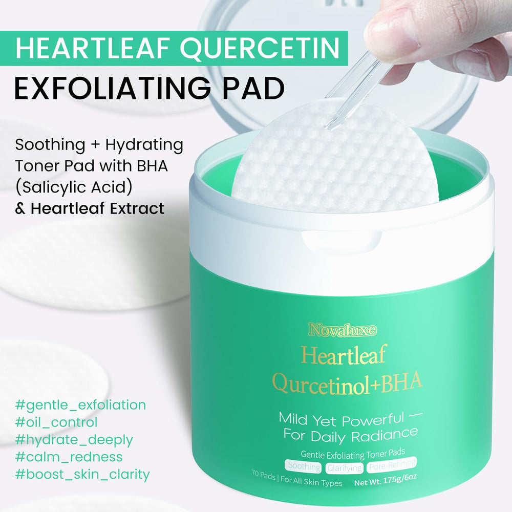 Heartleaf extract in Novaluxe pads soothes redness and supports sensitive skin