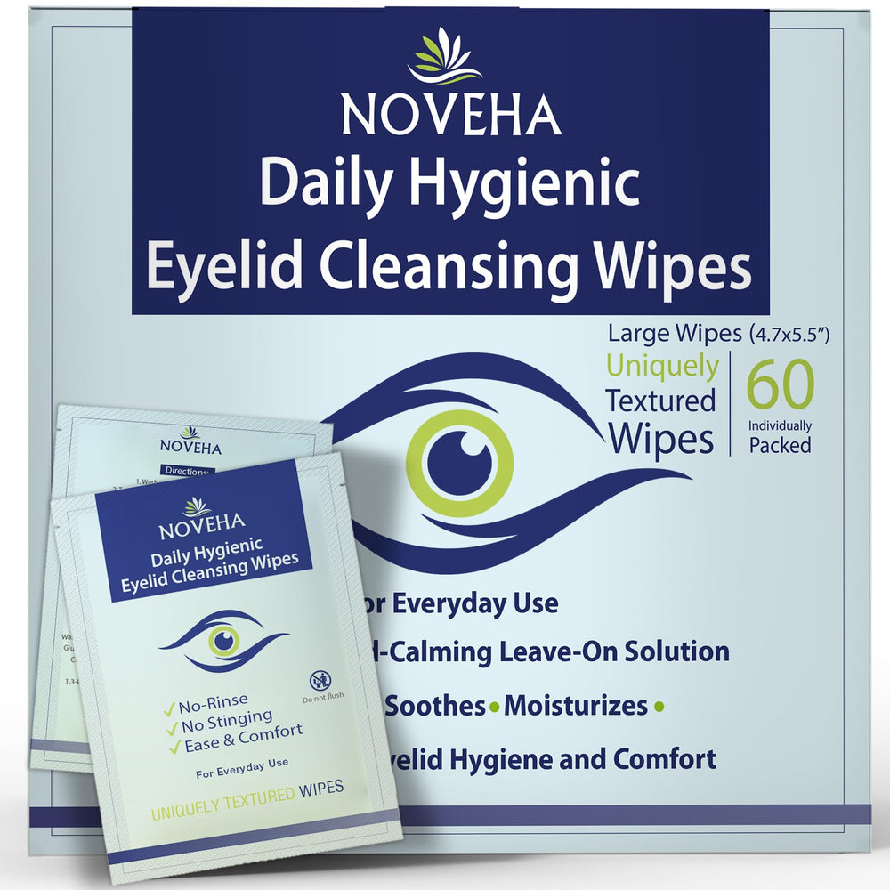 NOVEHA daily eyelid wipes pack for convenient eye hygiene on the go.