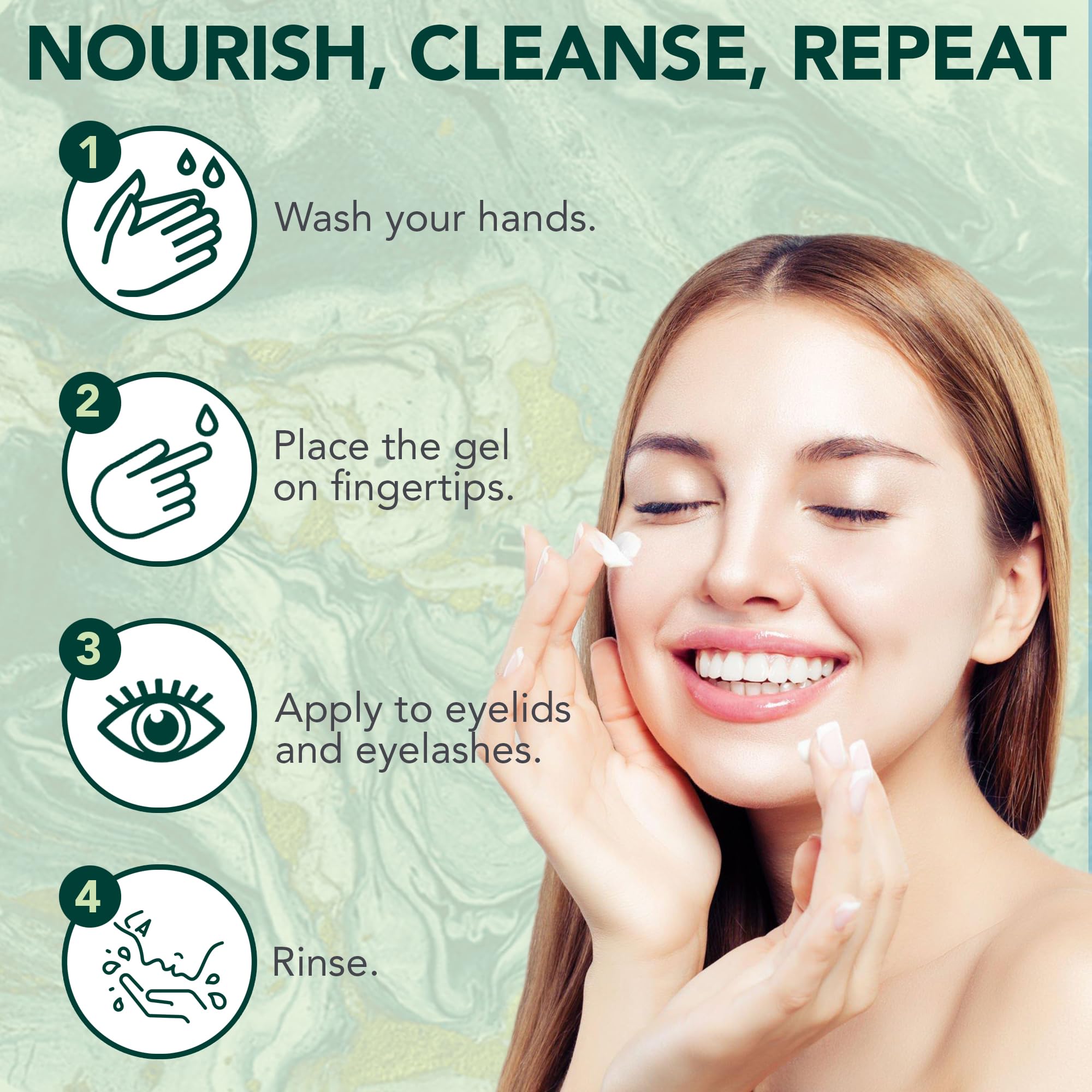 NOVEHA Demodex Eyelid Gel Cleanser used in a morning routine for daily care