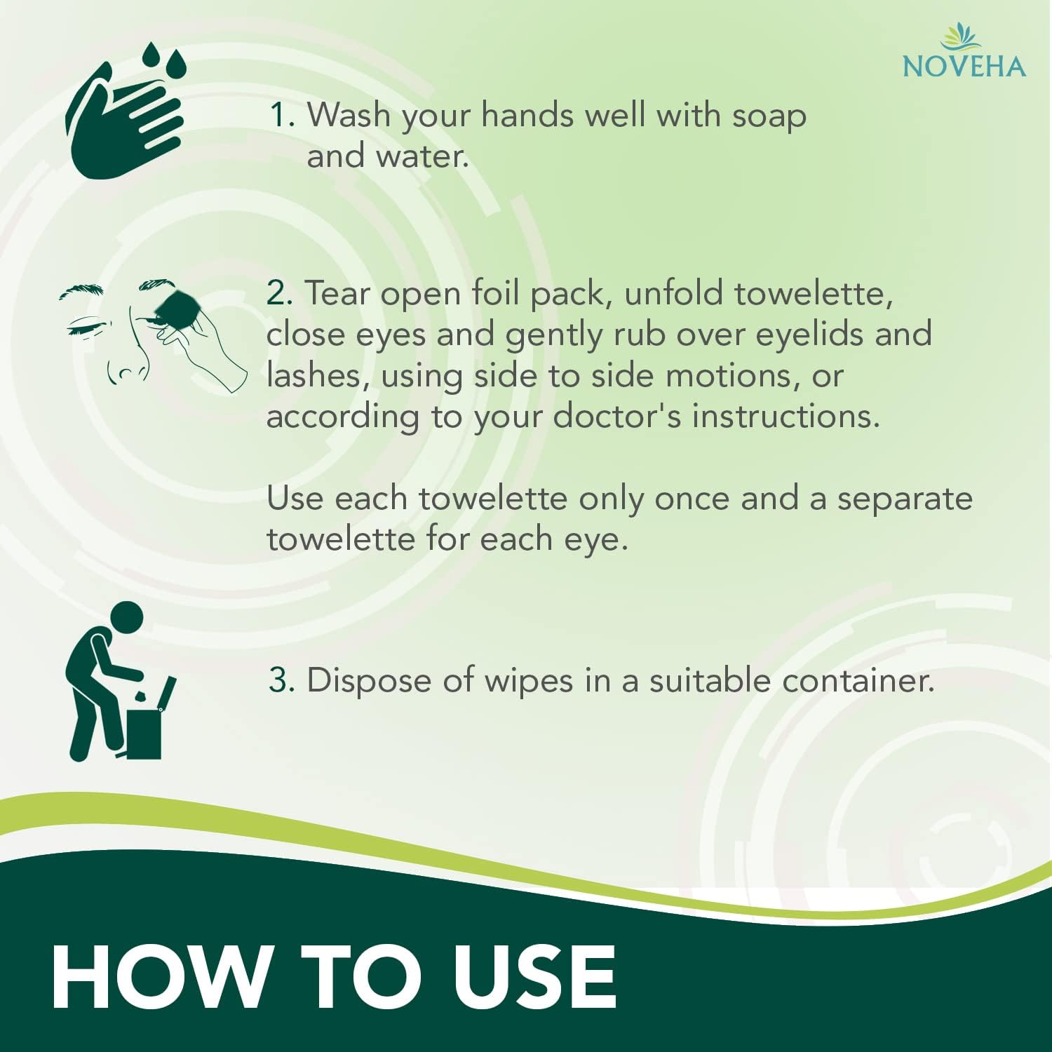 NOVEHA Demodex Eyelid Wipes with aloe vera and cucumber soothe the eye area
