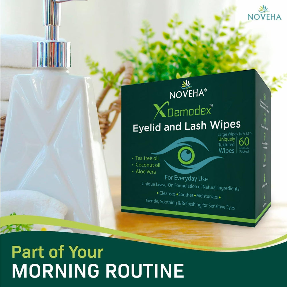 NOVEHA Demodex Eyelid Wipes on-the-go convenient refresh
