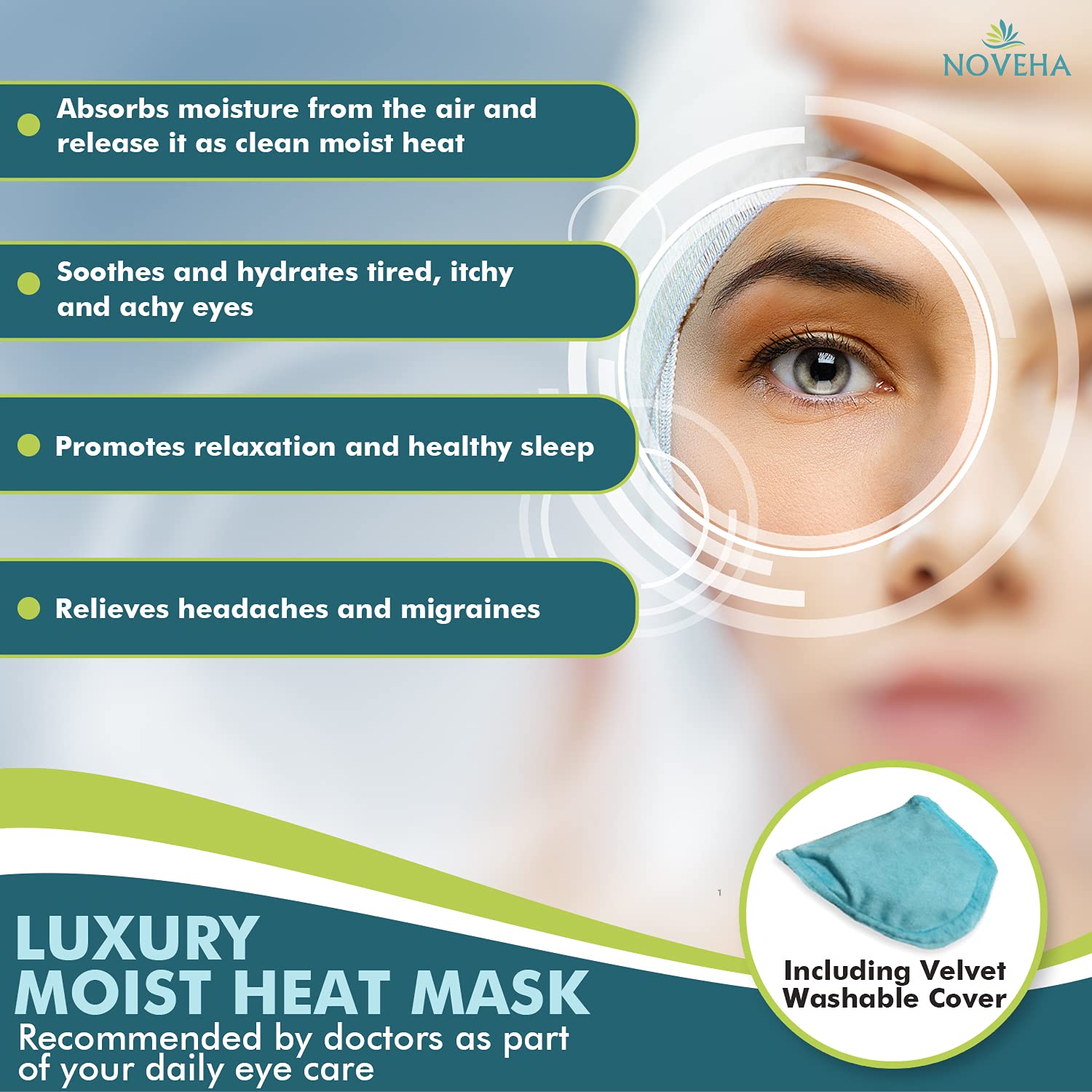 NOVEHA Express Warm Compress Eye Mask microwave-therapy ready for quick relief
