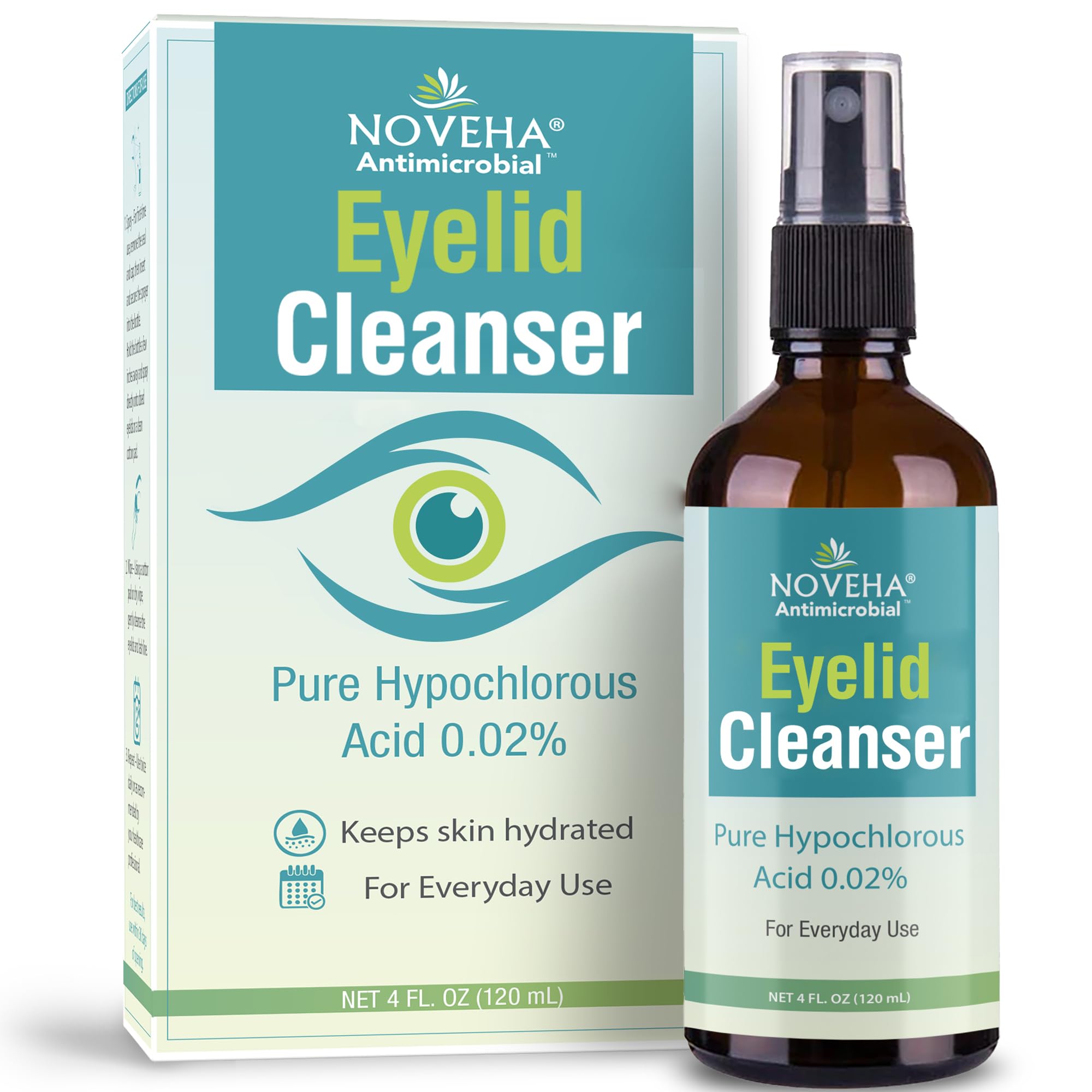 NOVEHA Eyelid Cleanser bottle-front view for gentle daily eyelid cleansing