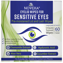 NOVEHA Eyelid Wipes - individually wrapped pads for on-the-go eyelid cleansing.