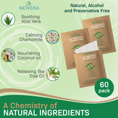 NOVEHA eyelid wipe close-up texture highlighting gentle cleansing.