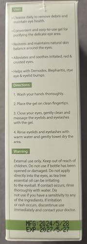 NOVEHA Tea Tree Eyelid Gel Cleanser packaging box highlights premium packaging.