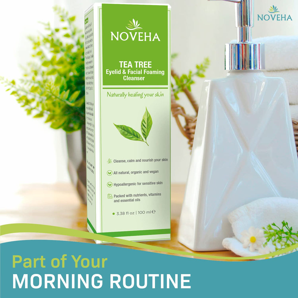 NOVEHA daily-use cleansing ritual image for morning skincare routine