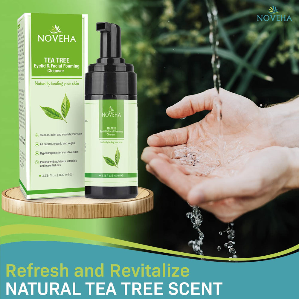 NOVEHA cleanser focused on eyelid area for refreshing cleanse