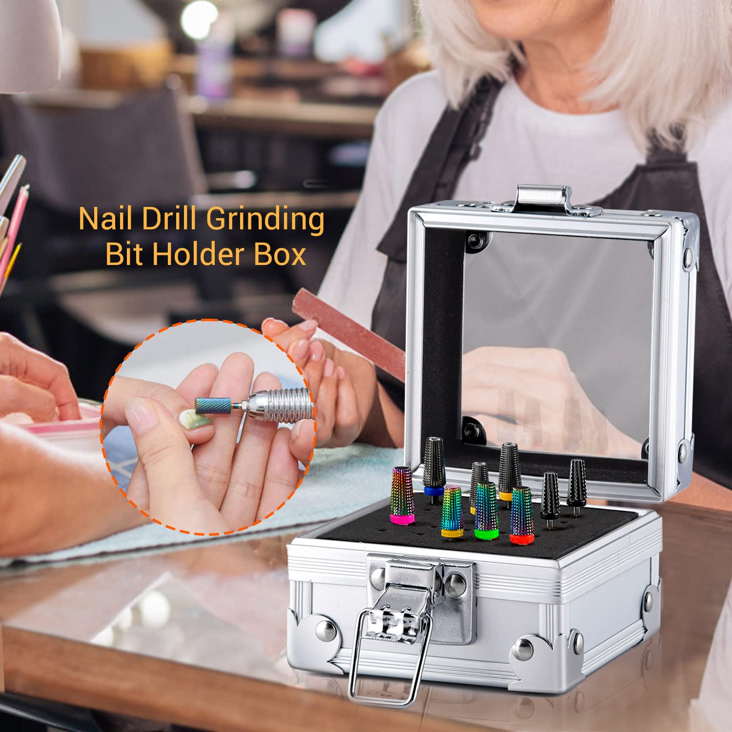Noverlife clamshell portable storage design fits in a cosmetic bag for on-the-go use.