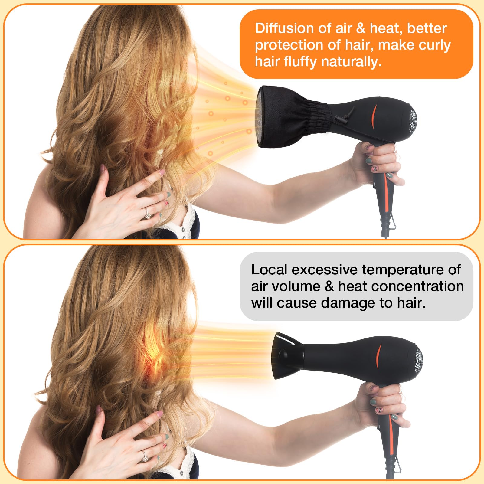 Noverlife diffuser cap elastic band universal fit on most dryers for quick setup