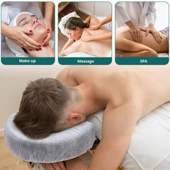 Noverlife elastic-band face cradle cover demonstrates secure fit for all pillows