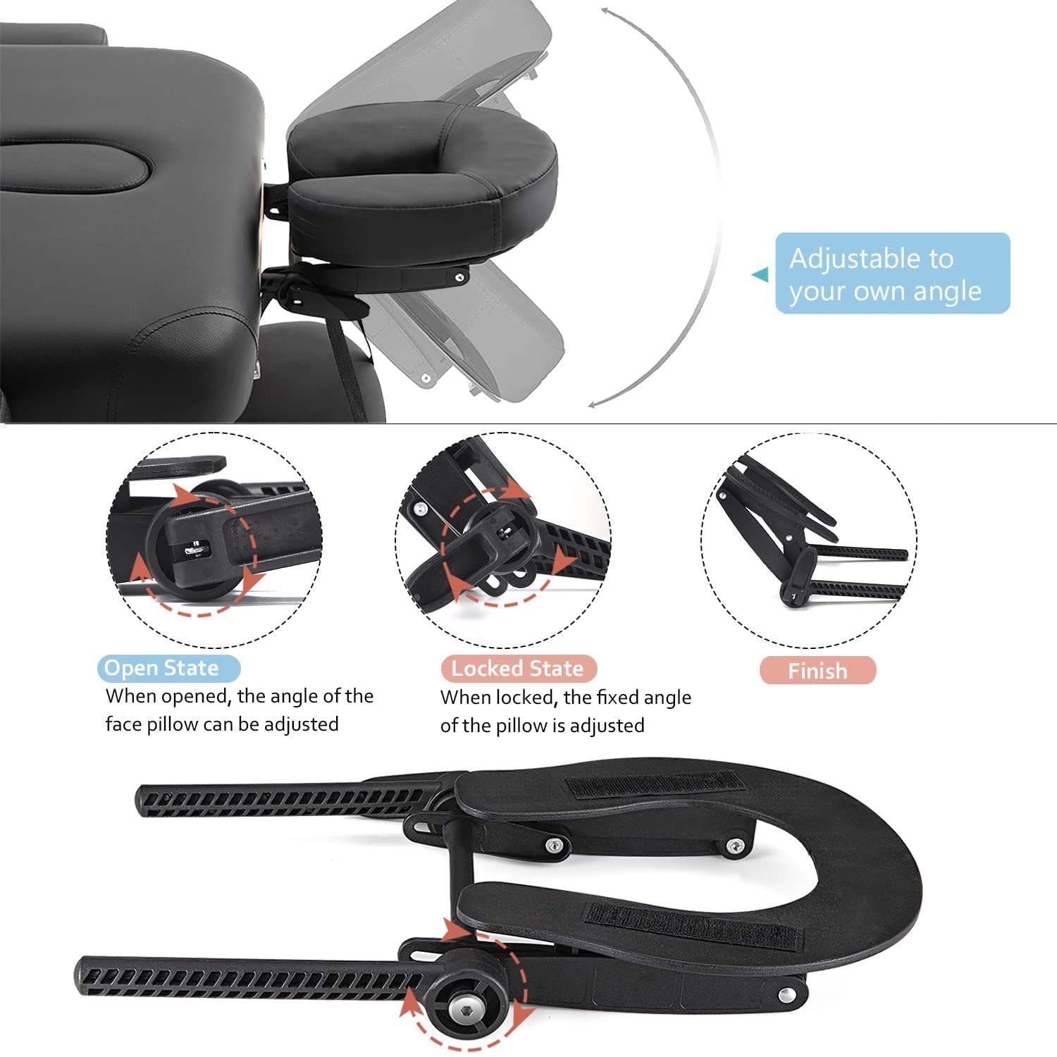 Noverlife face cradle PU leather cover resists stains and moisture for easy cleaning between clients.