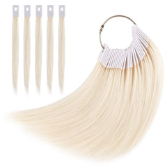 Noverlife 30pc 9-inch lightest blonde hair swatches arranged for color testing.