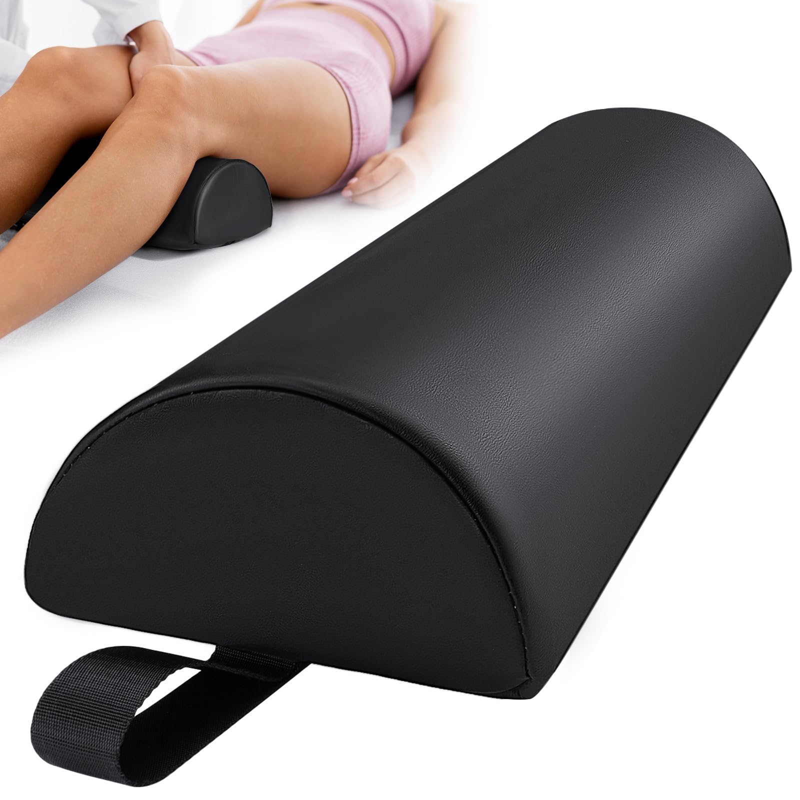 Noverlife half round bolster full-view shows compact size for any table