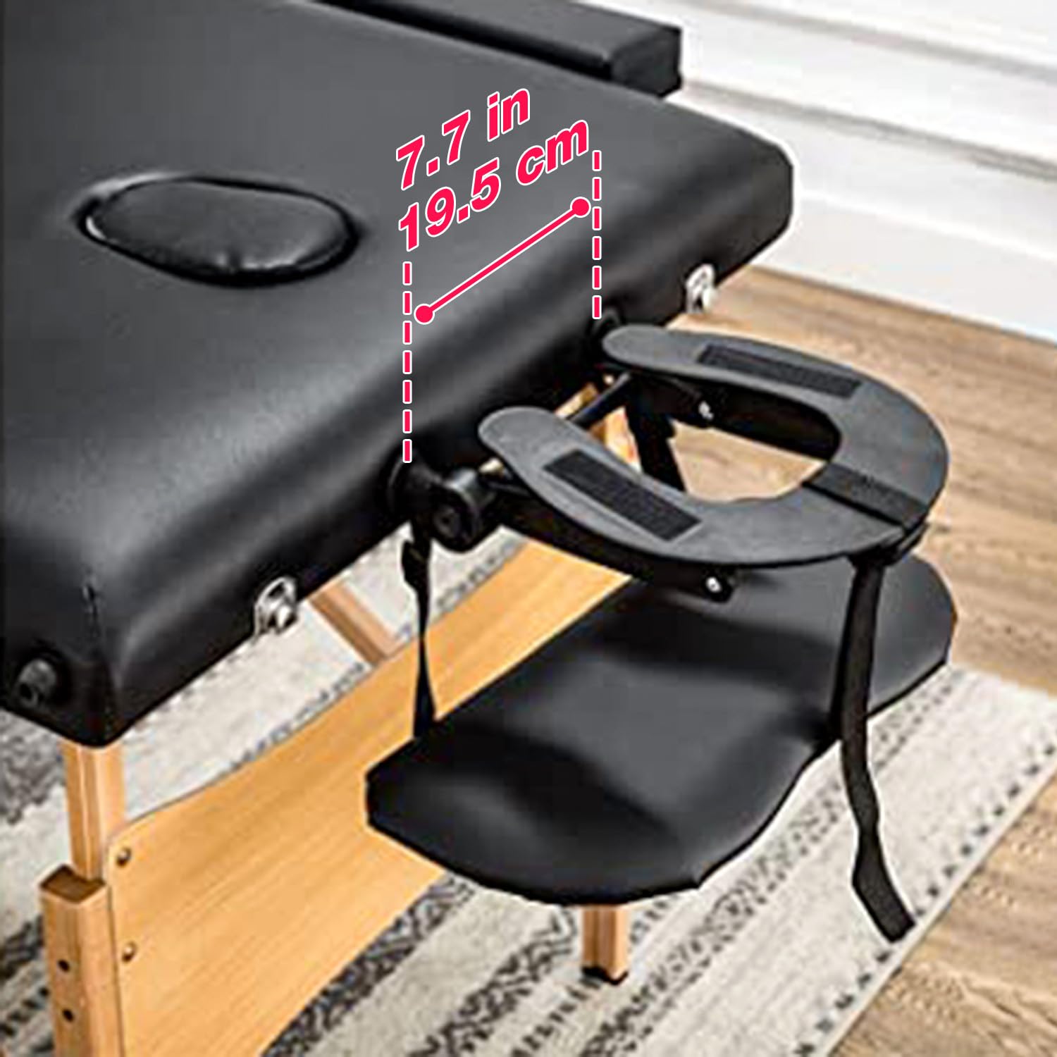 Noverlife headrest adjustment rods enable precise distance control for client comfort.