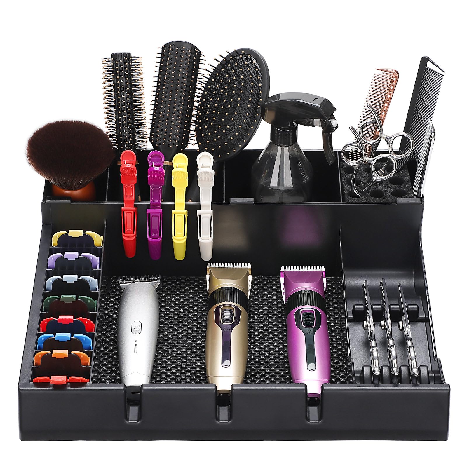 Noverlife large barber station organizer with clippers on anti-slip base keeps tools secure