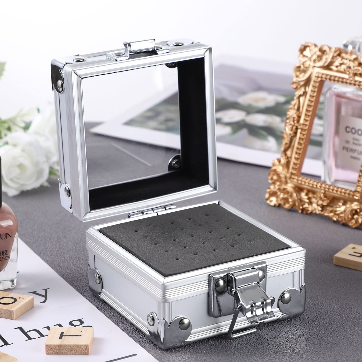 Noverlife nail polish head storage case displays tools clearly for efficient selection.