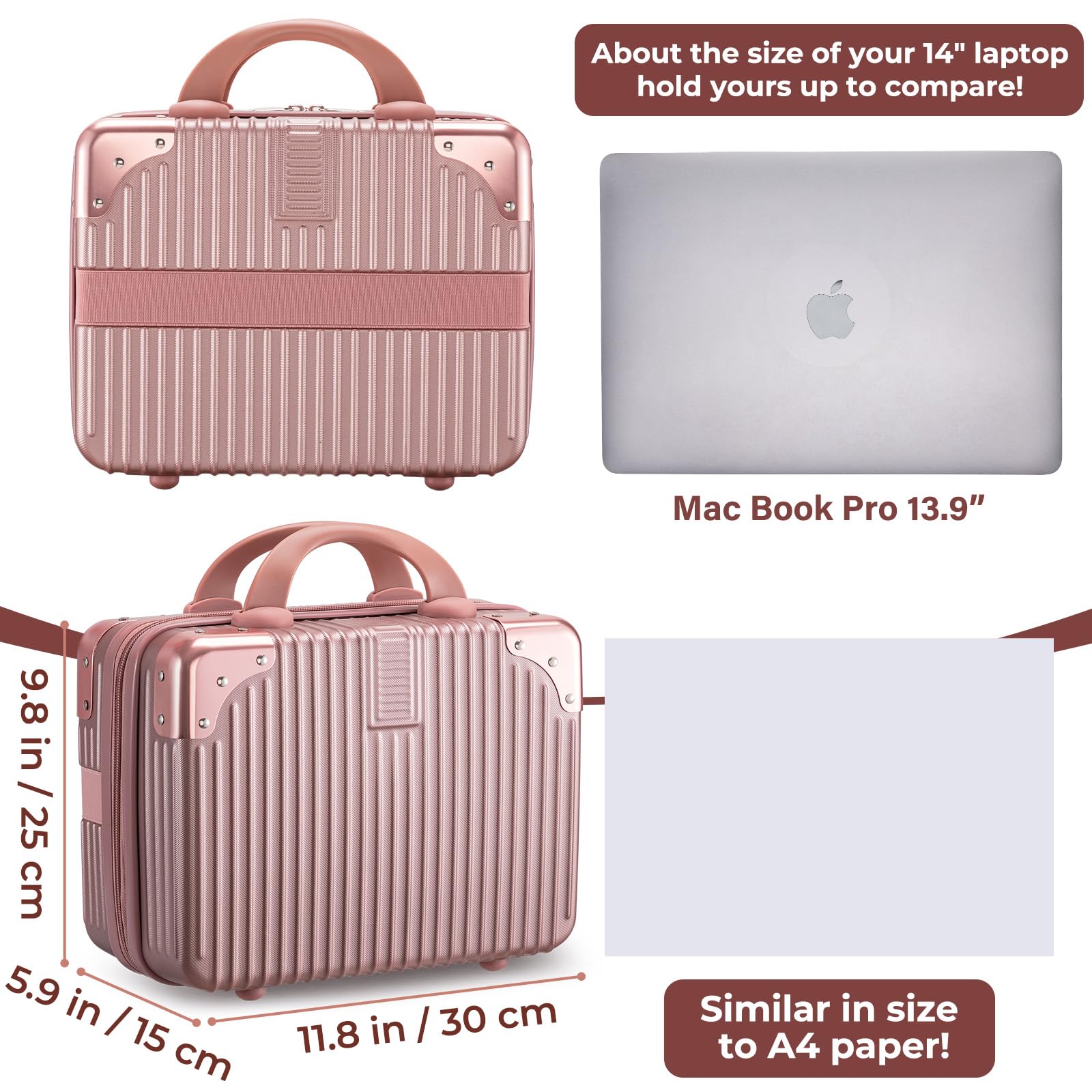 Noverlife rose gold travel case open shows organized compartments for cosmetics and personal items