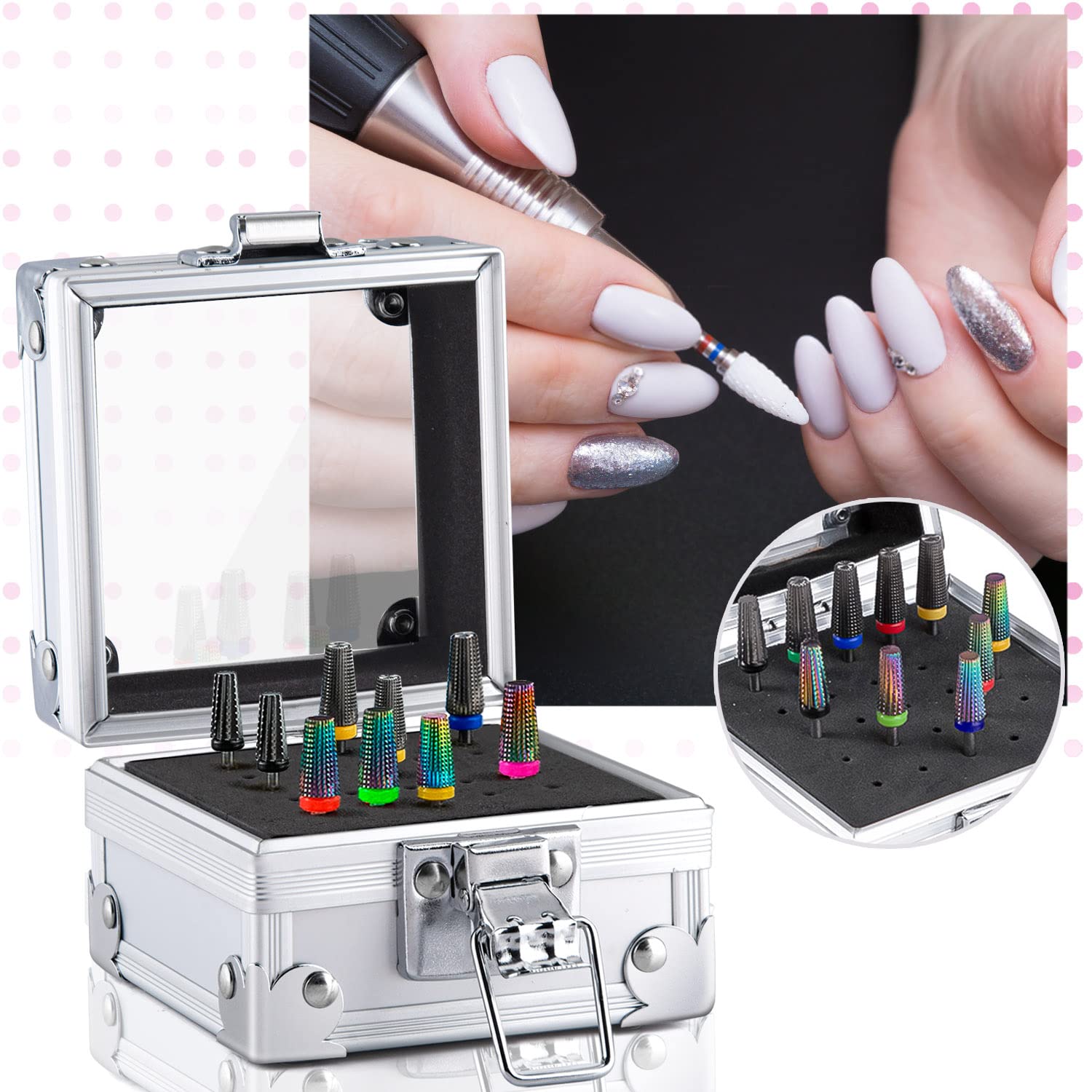 Noverlife transparent cover nail tools organizer helps locate items at a glance.