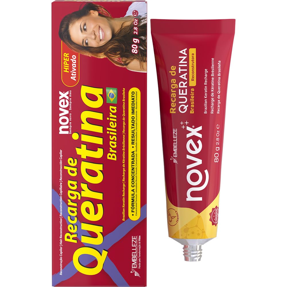 NOVEX Keratin Recharge bottle pouring for frizz control and smoother hair