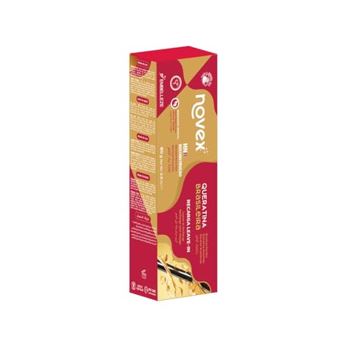 NOVEX Keratin Recharge Leave-In packaging on shelf signaling salon-quality at-home treatment.