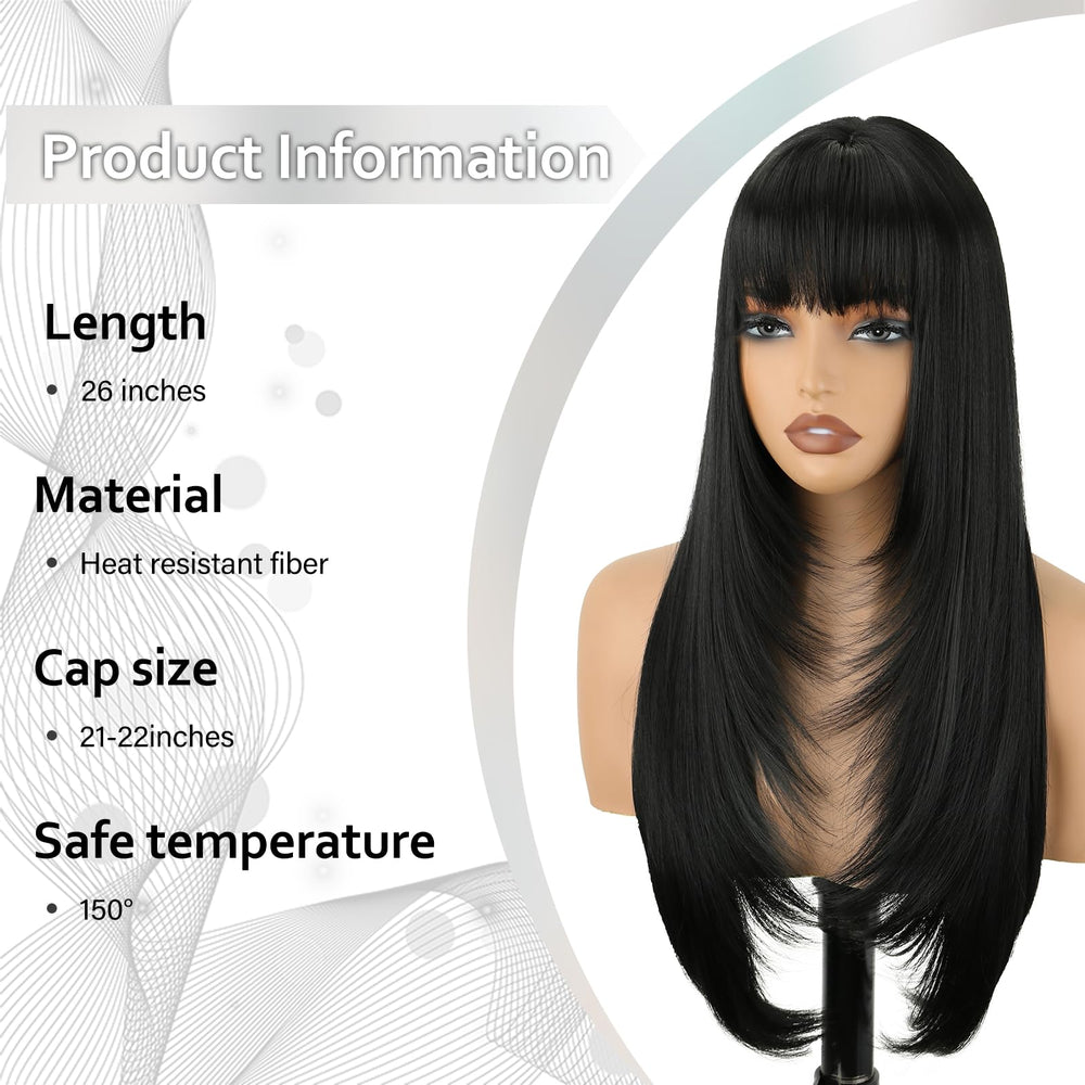 NOVFLKW bang-detail showing natural fringe with layered cut.