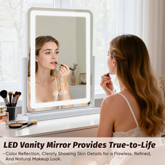 Novlux vanity mirror 360° rotation for flexible viewing angles.