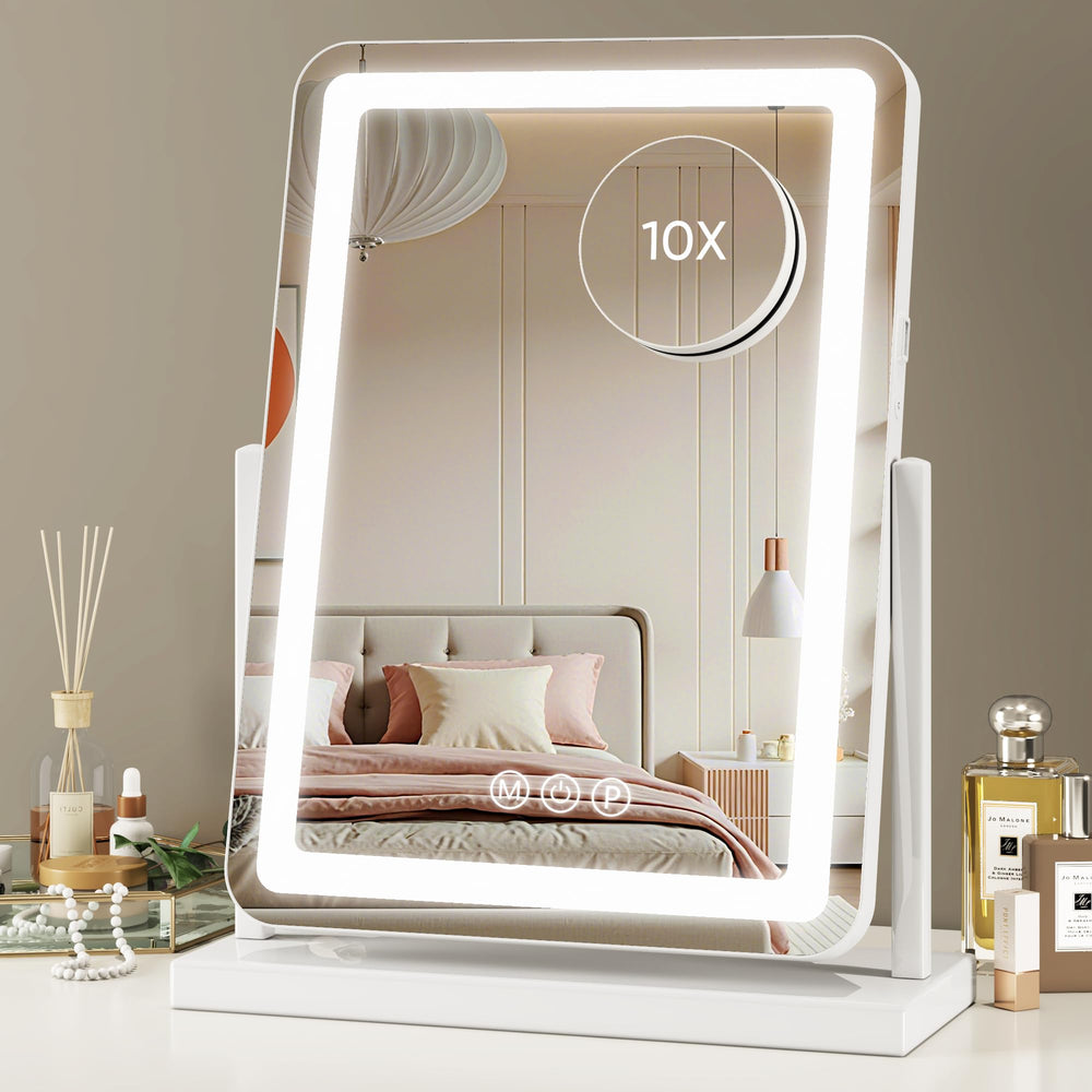 Novlux vanity mirror smart touch control for quick brightness changes.