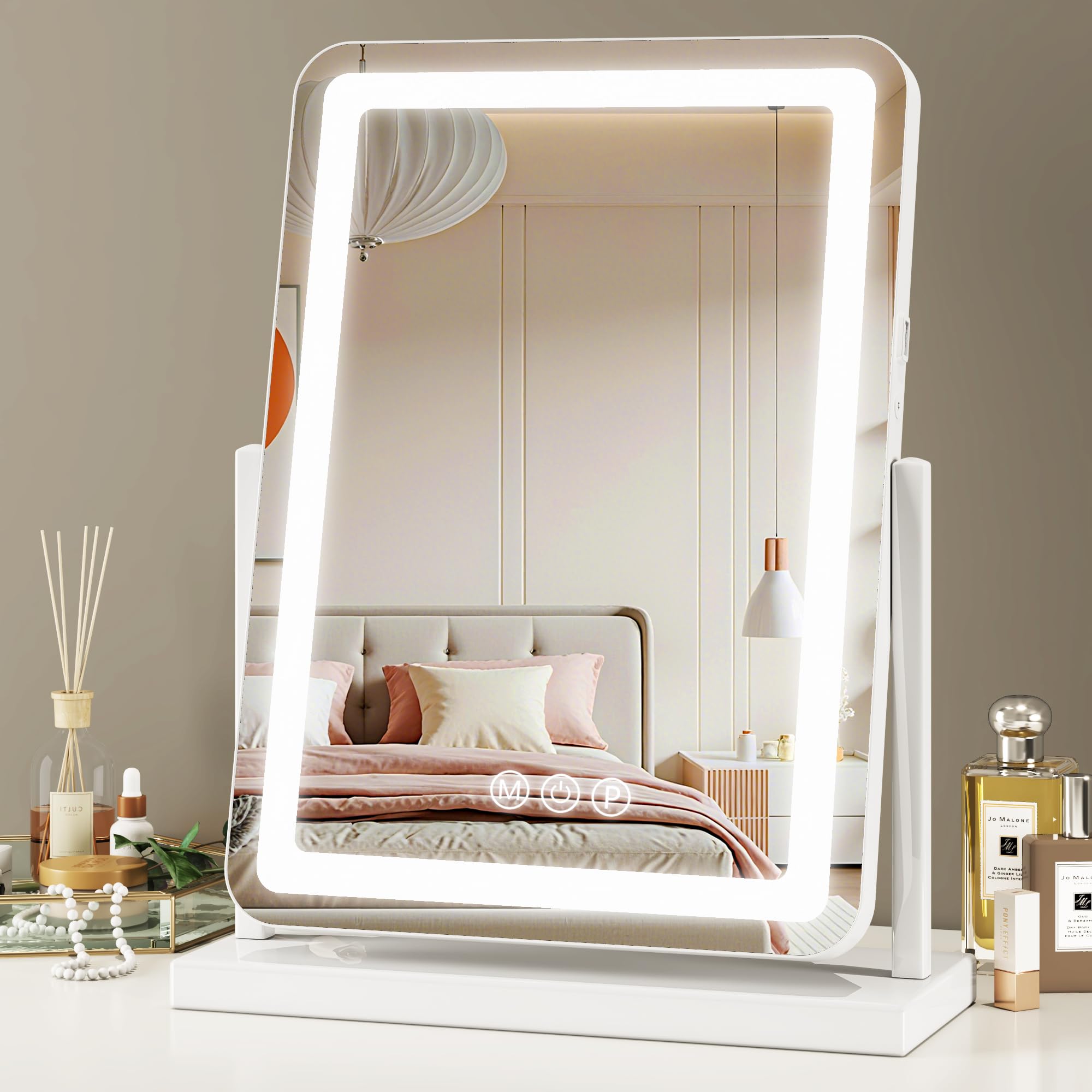 Novlux vanity mirror tabletop design fits desks and dressers.