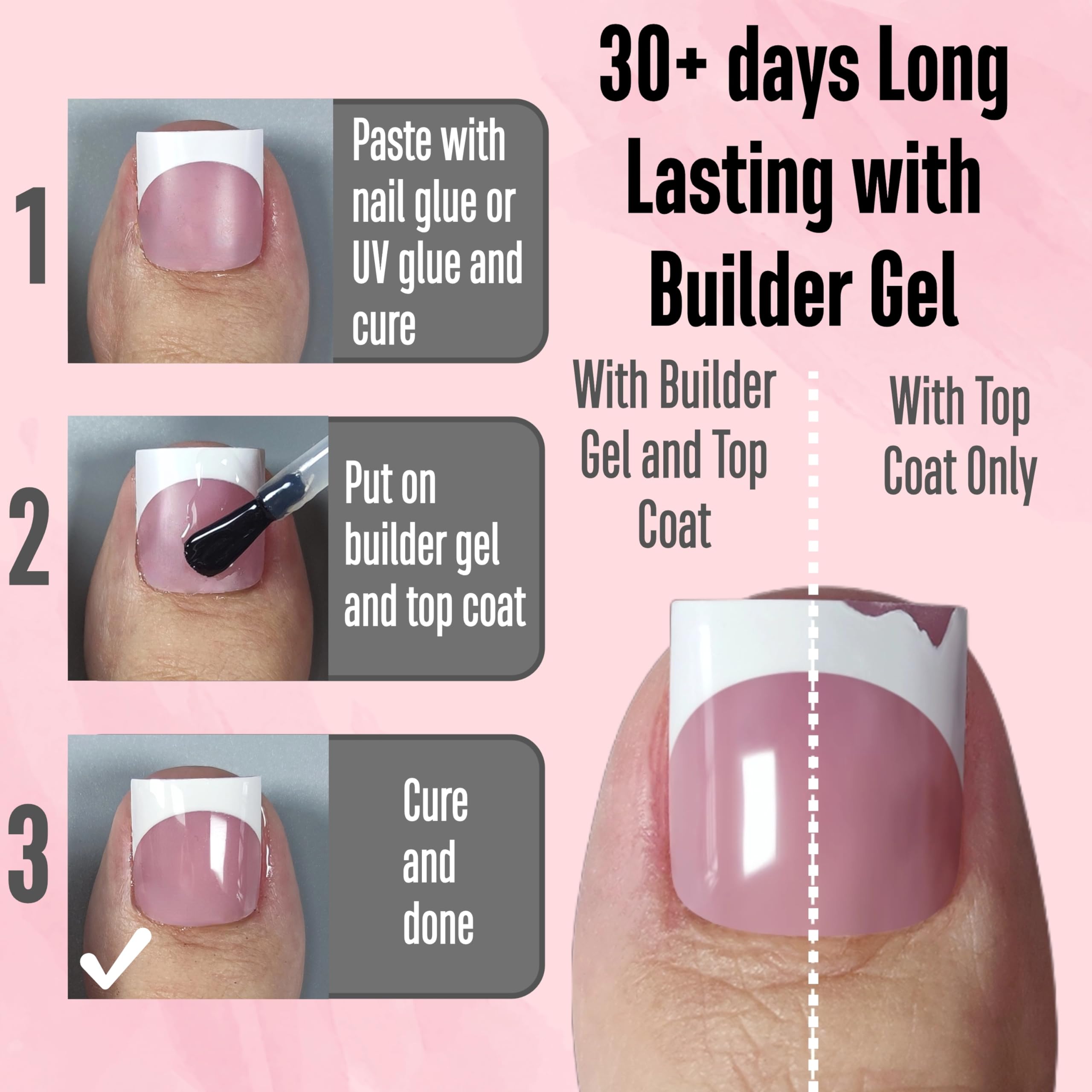 NOVO OVO Berry Pink full-cover toenails for durable, DIY pedicures.