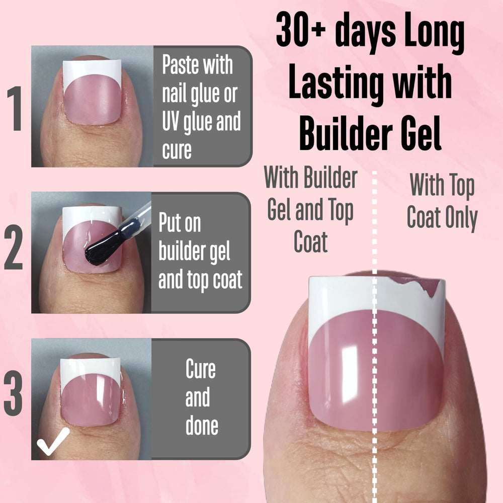 NOVO OVO Berry Pink full-cover toenails for durable, DIY pedicures.