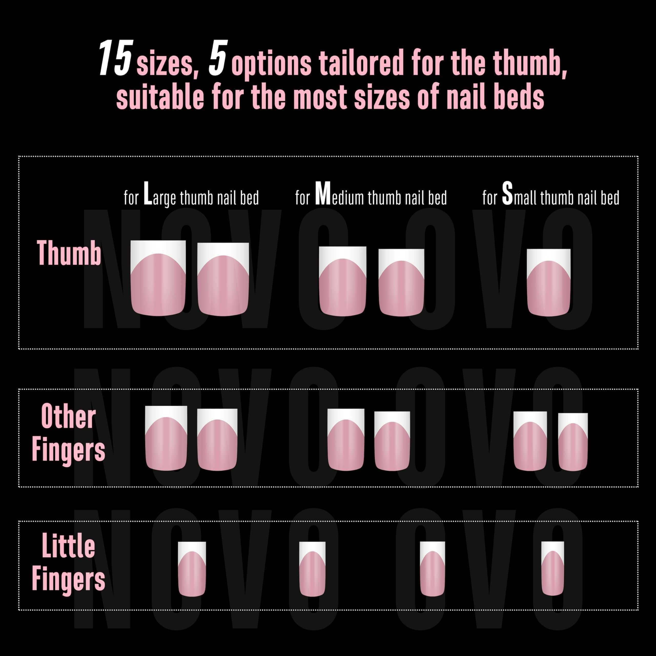 NOVO OVO berry pink white tip nails display in 240-piece kit
