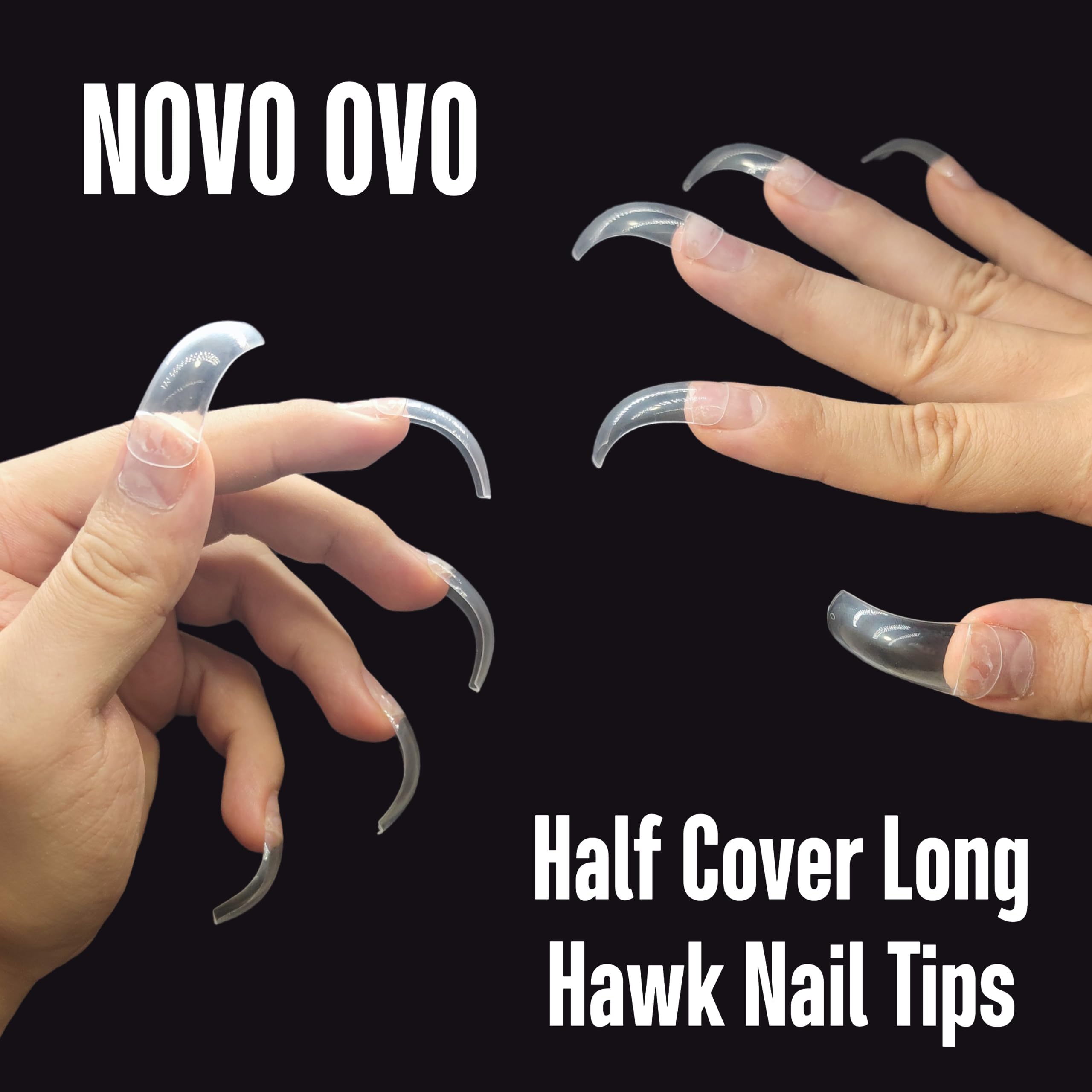 NOVO OVO durable chip-proof nail tips—sturdy design to hold color and decorations.
