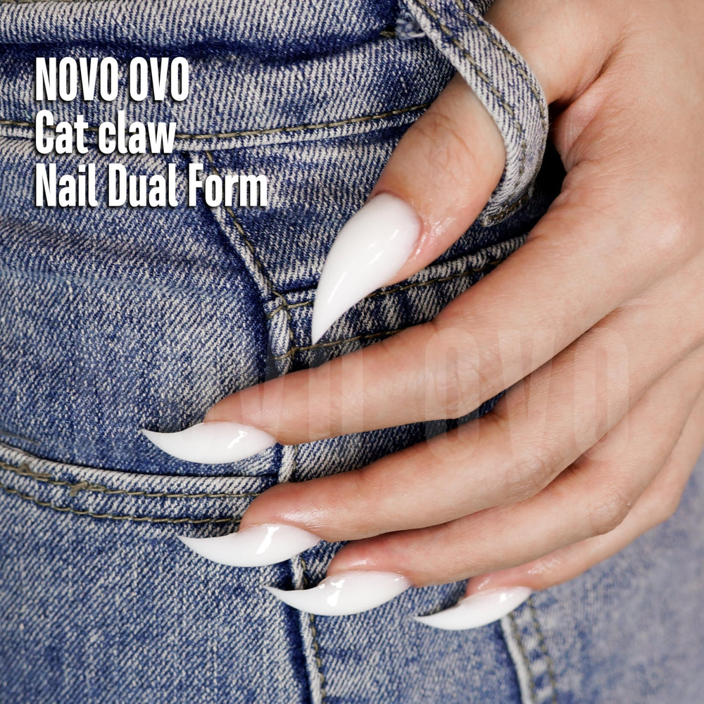 NOVO OVO cat claw dual form on nail during poly gel cure