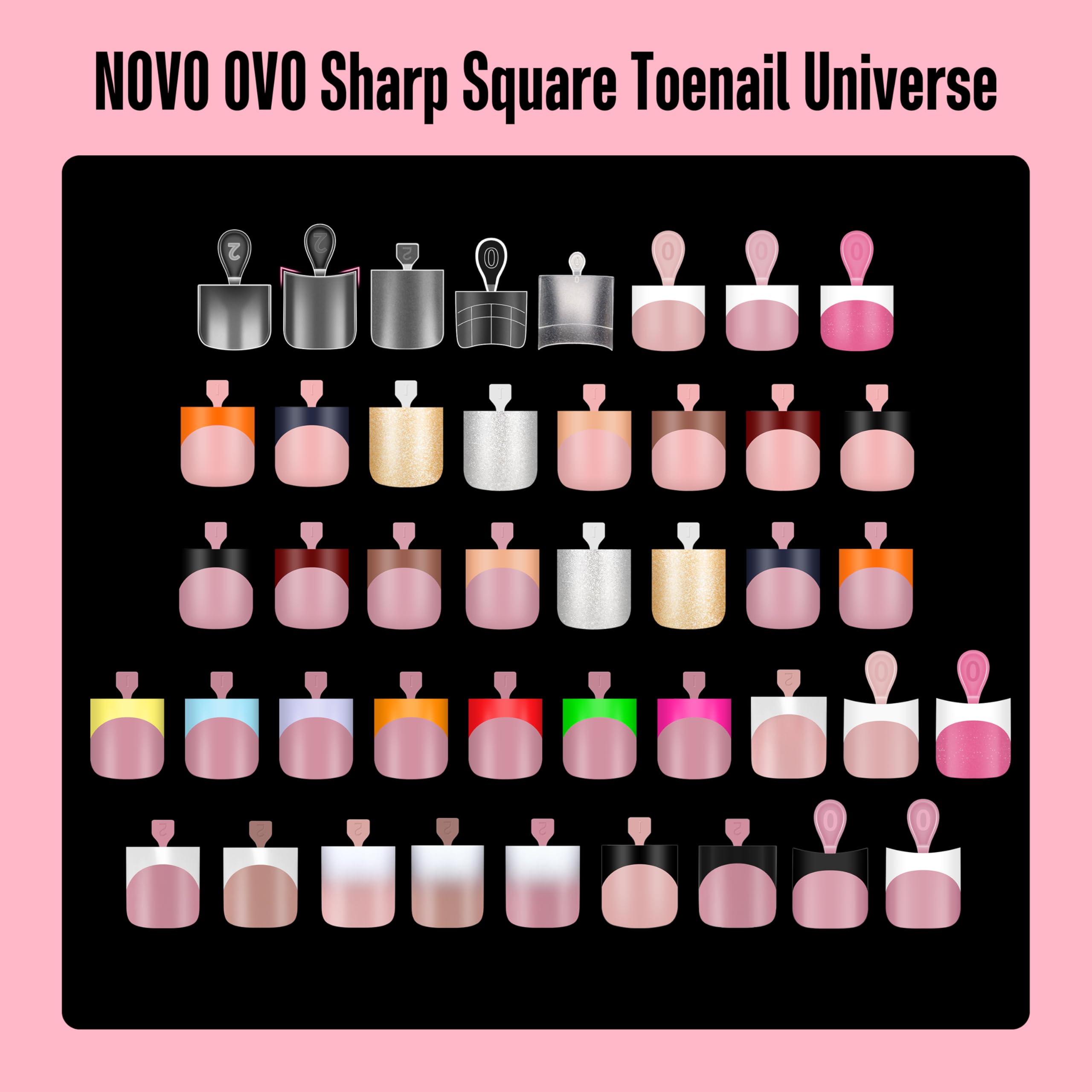 NOVO OVO nail tips ready for patterns, rhinestones, and stickers.
