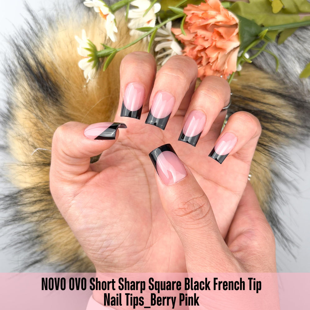 NOVO OVO nail tips soft gel berry-pink with easy press-on and no filing