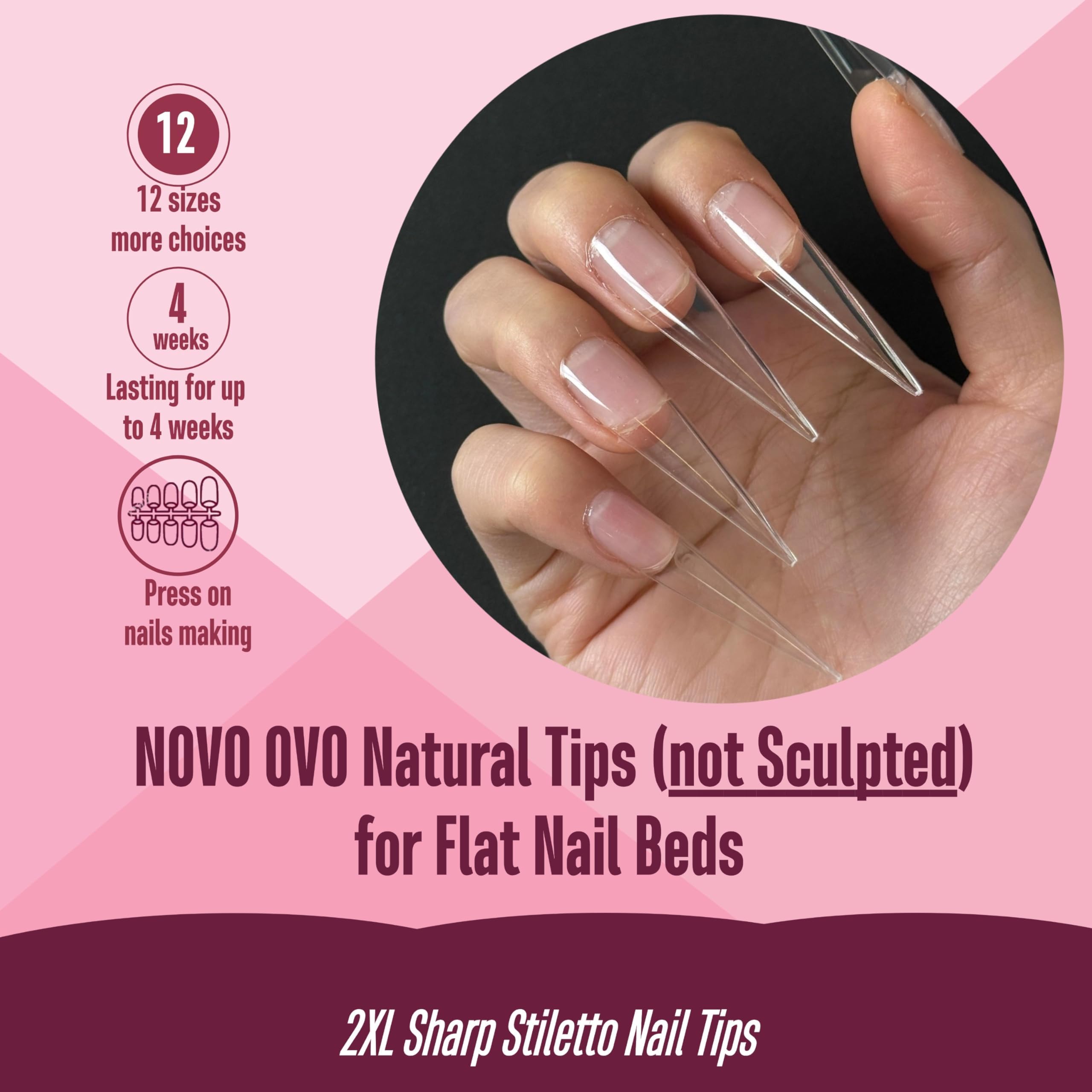 NOVO OVO pre-filed cuticle end nail tips simplify application and prep