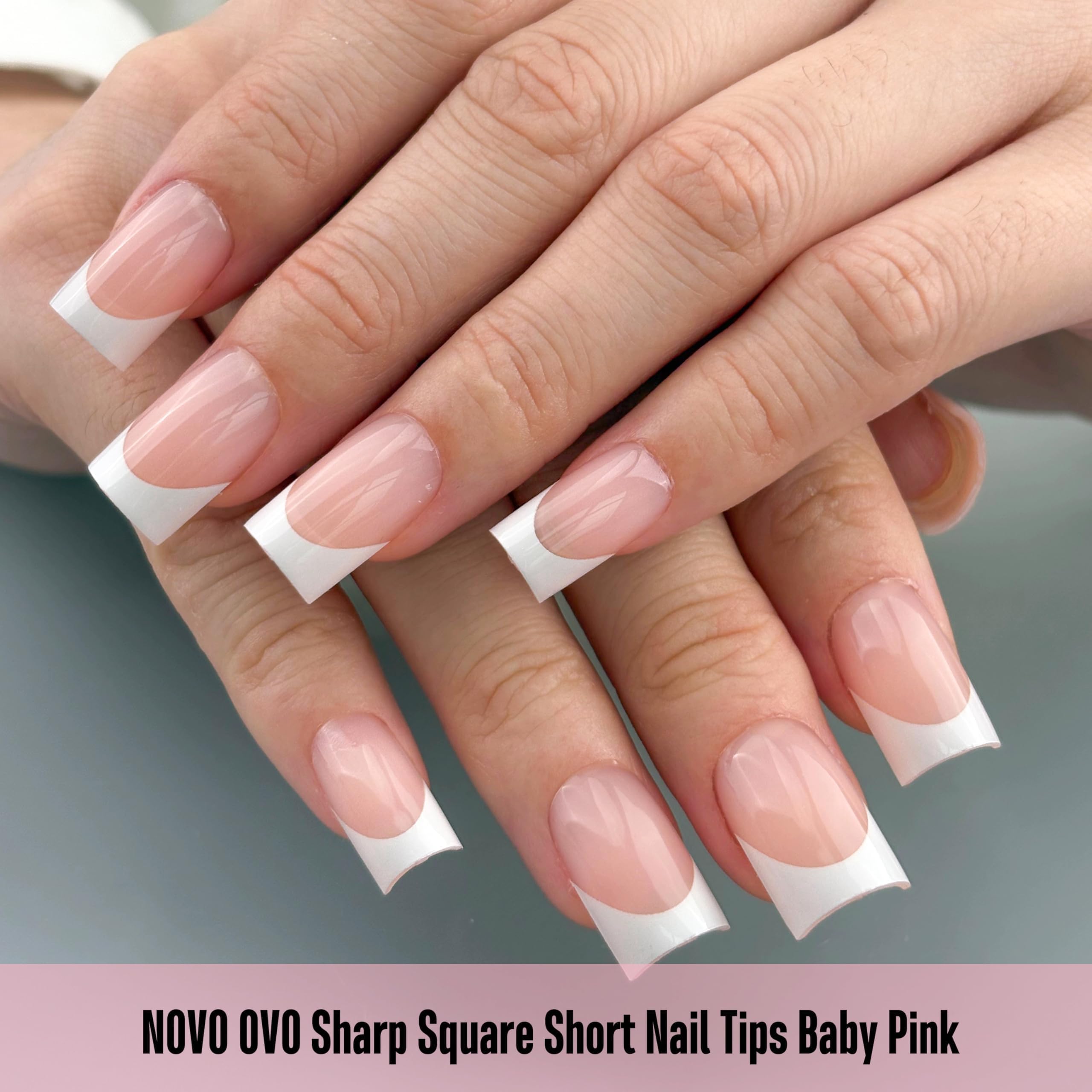 NOVO OVO soft gel nail tips with primer-base setup for quick at-home manicures