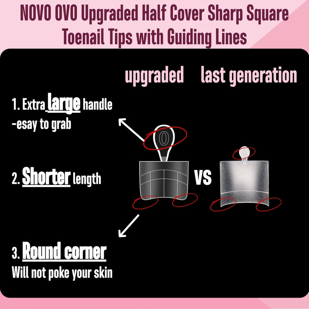 NOVO OVO thin cuticle edge flexible tips adapt to flat or curved nails for seamless look